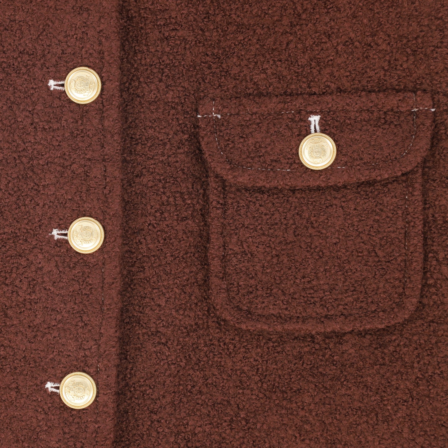 BACE COLLECTION BURGUNDY BOUCLE WOOL BUTTON DOWN DRESS
