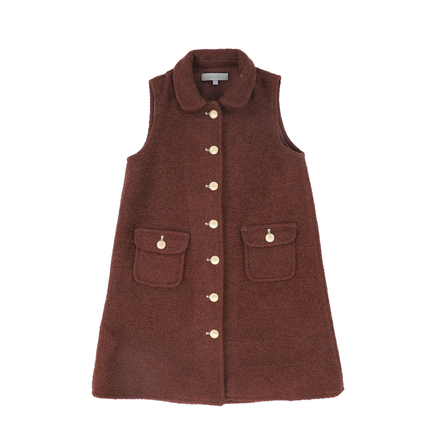 BACE COLLECTION BURGUNDY BOUCLE WOOL BUTTON DOWN DRESS