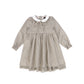 BAMBOO BEIGE WOOL COLLAR PLEAT FRONT DRESS