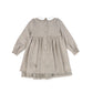 BAMBOO BEIGE WOOL COLLAR PLEAT FRONT DRESS