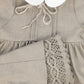 BAMBOO BEIGE WOOL COLLAR PLEAT FRONT DRESS