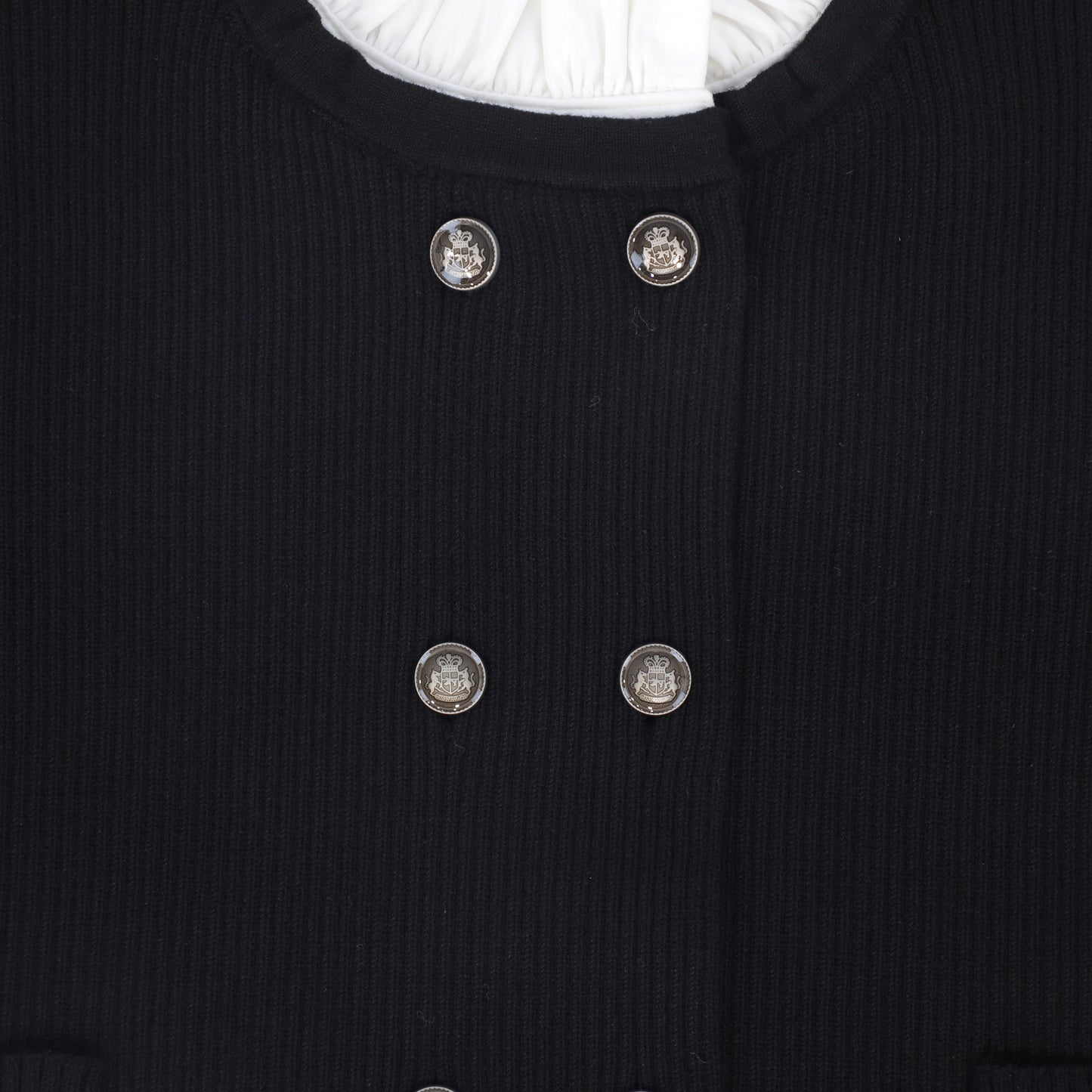 VALENTINA BLACK DOUBLE BREASTED RIBBED KNIT BLAZER