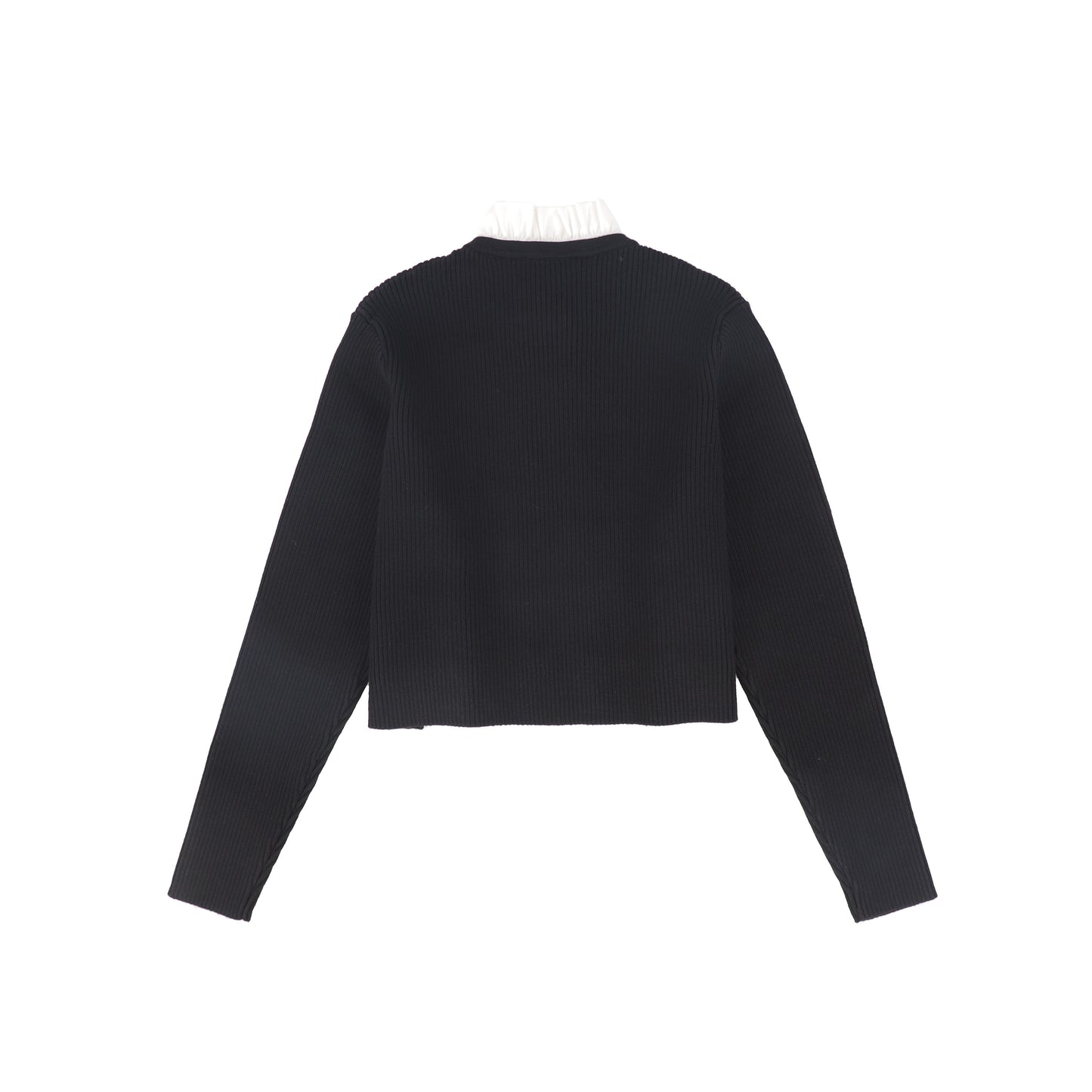 VALENTINA BLACK DOUBLE BREASTED RIBBED KNIT BLAZER