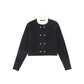 VALENTINA BLACK DOUBLE BREASTED RIBBED KNIT BLAZER