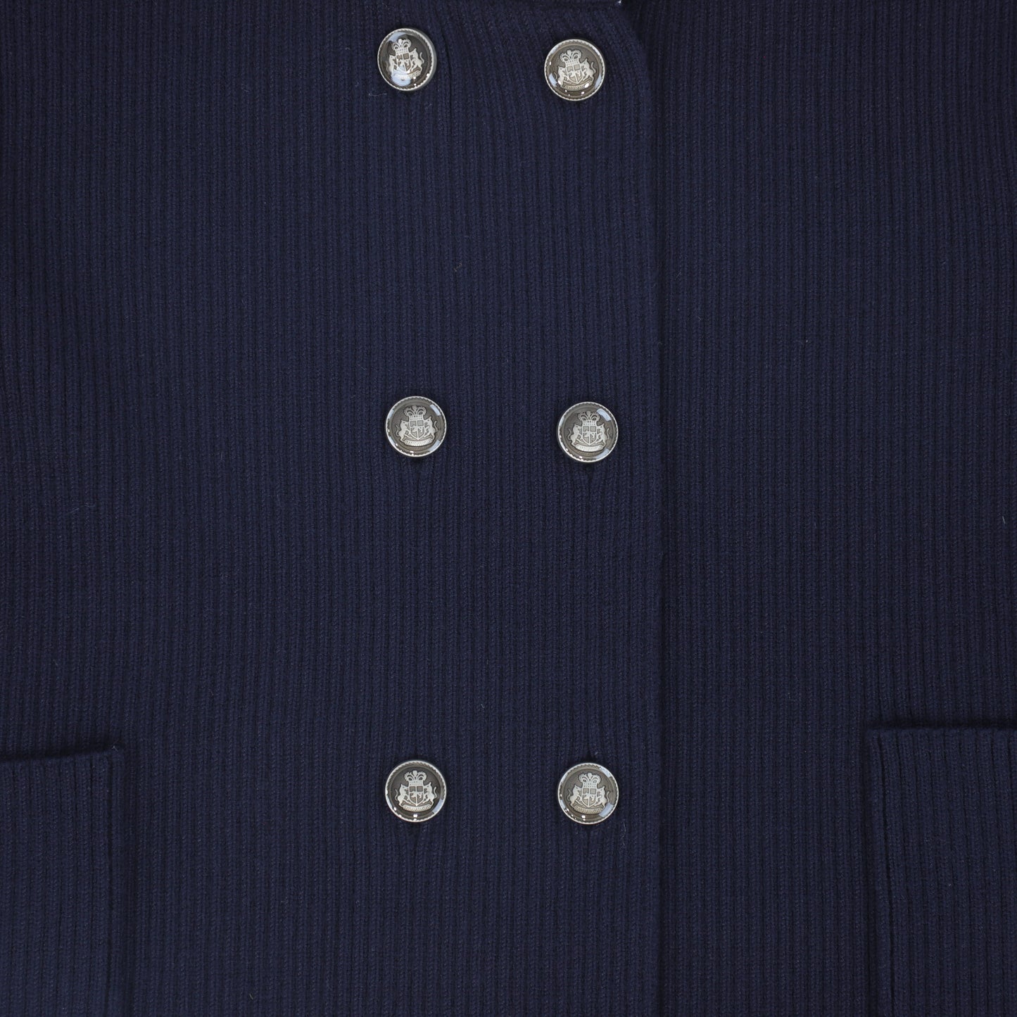 VALENTINA NAVY DOUBLE BREASTED RIBBED KNIT BLAZER
