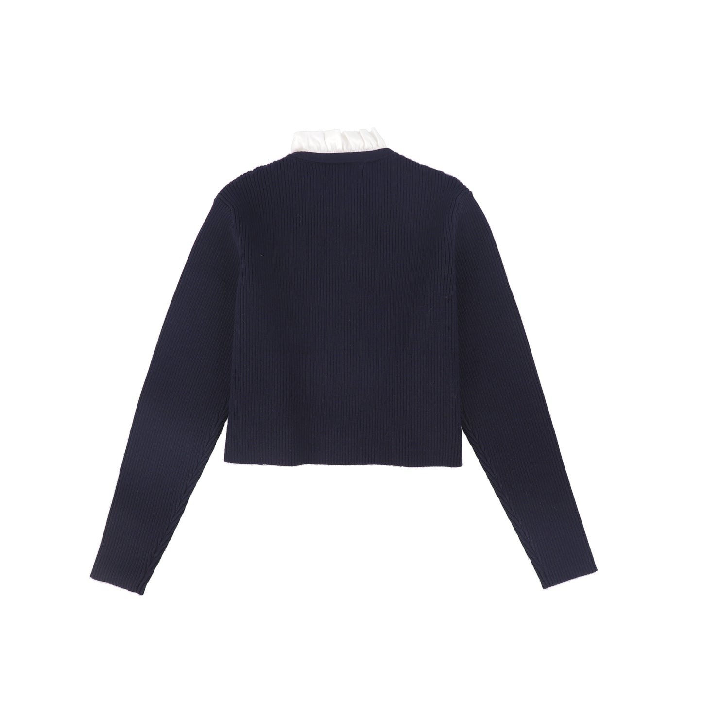 VALENTINA NAVY DOUBLE BREASTED RIBBED KNIT BLAZER