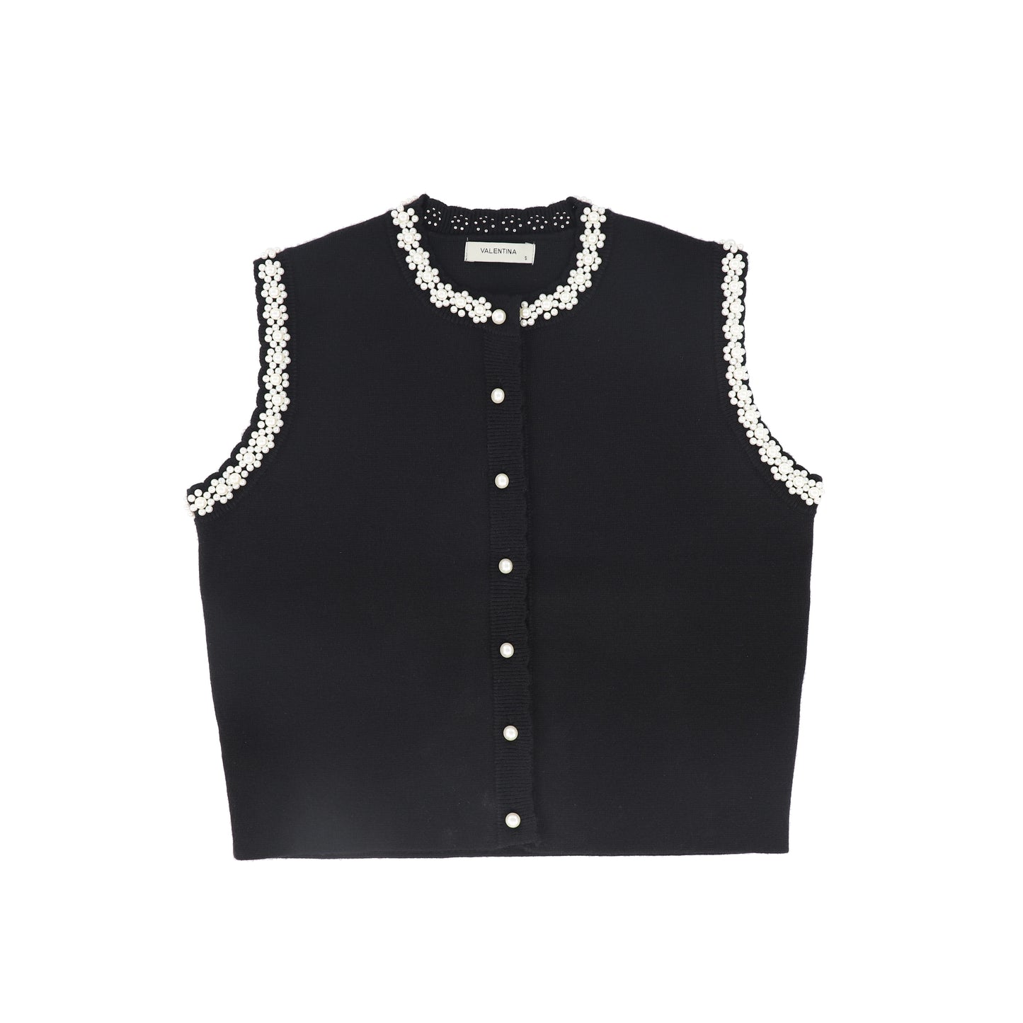 VALENTINA BLACK PEARL TRIMMED VEST