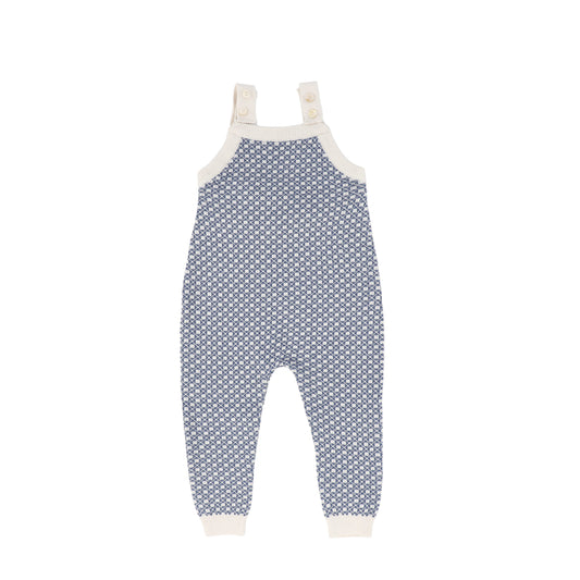 ANALOGIE BLUE/CREAM HEIRLOOM KNIT OVERALLS
