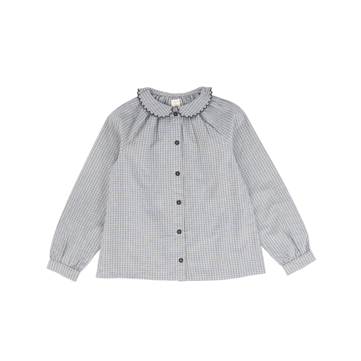 ANALOGIE BLUE PLAID SMOCKED BLOUSE