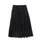VALENTINA BLACK GATHERED DETAIL POCKET MIDI SKIRT