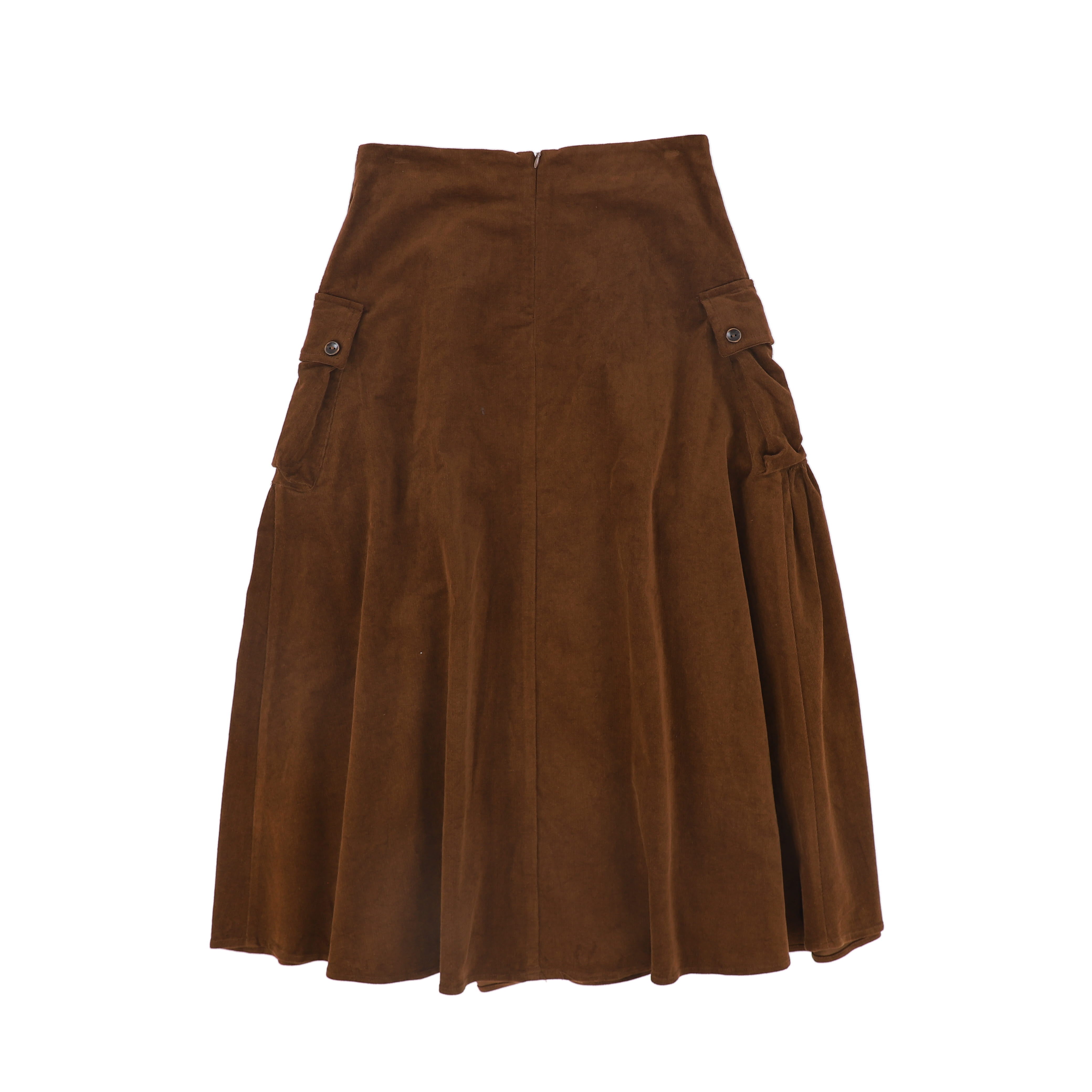 VALENTINA BROWN GATHERED DETAIL POCKET MIDI SKIRT – Luibelle