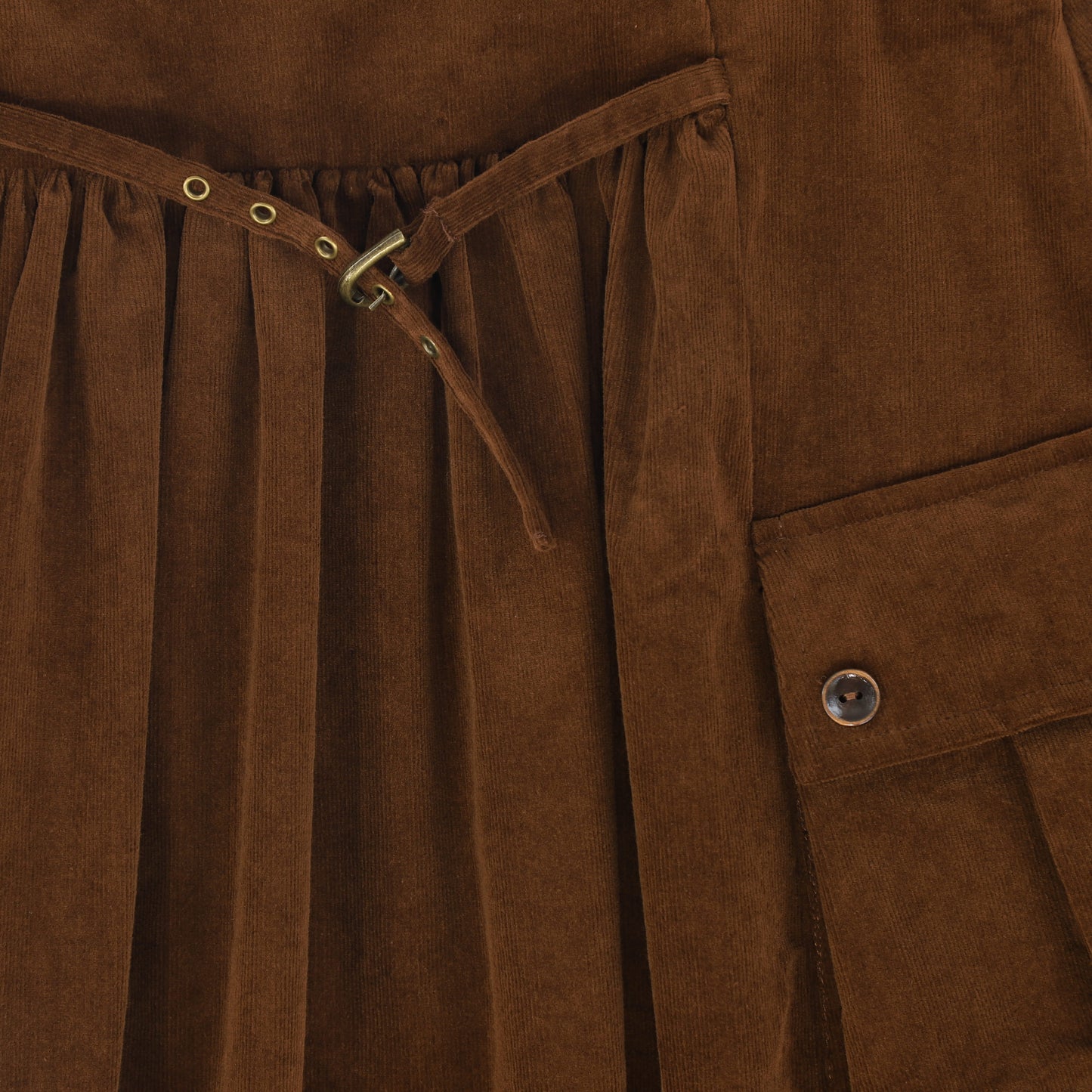 VALENTINA BROWN GATHERED DETAIL POCKET MIDI SKIRT