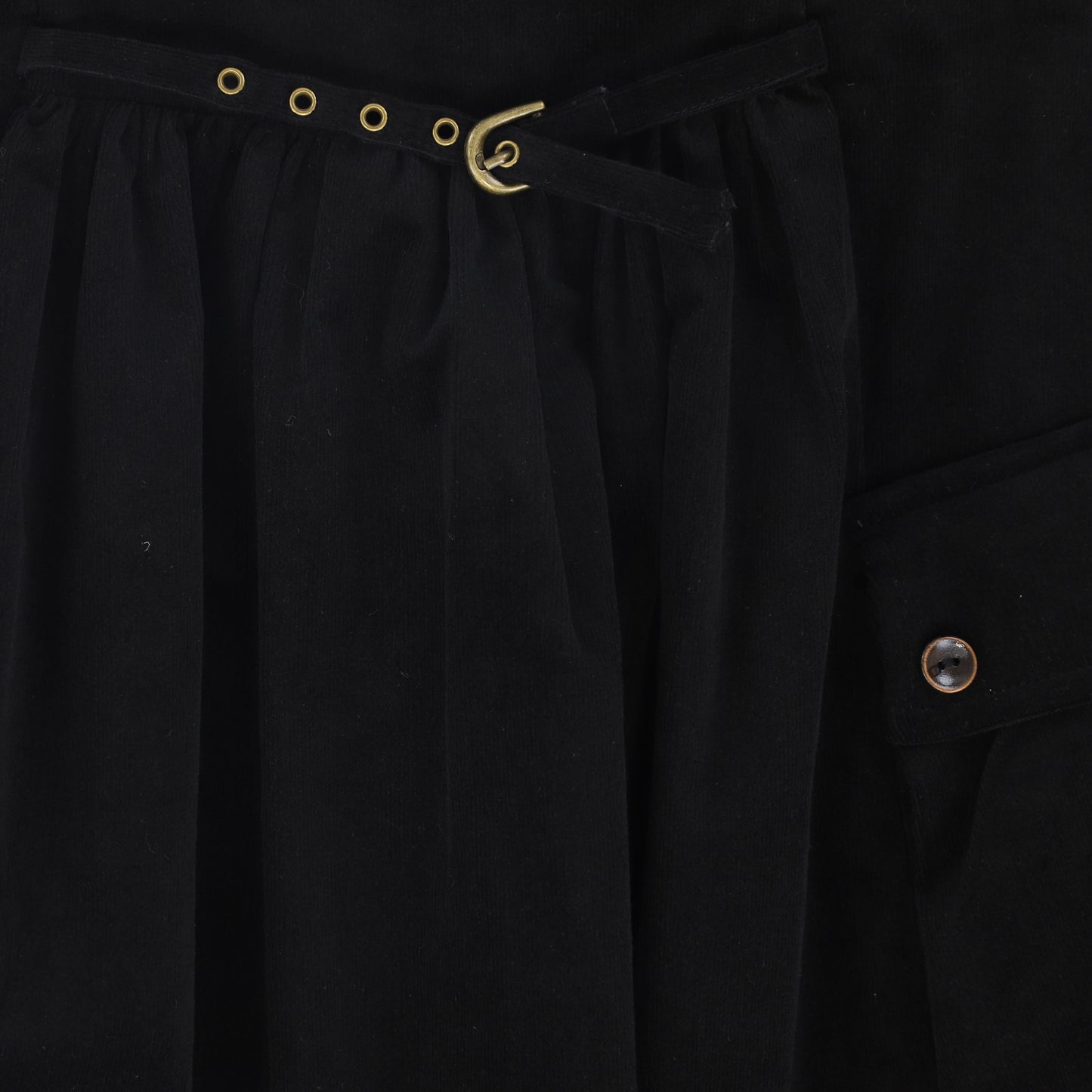 VALENTINA BLACK GATHERED DETAIL POCKET MIDI SKIRT