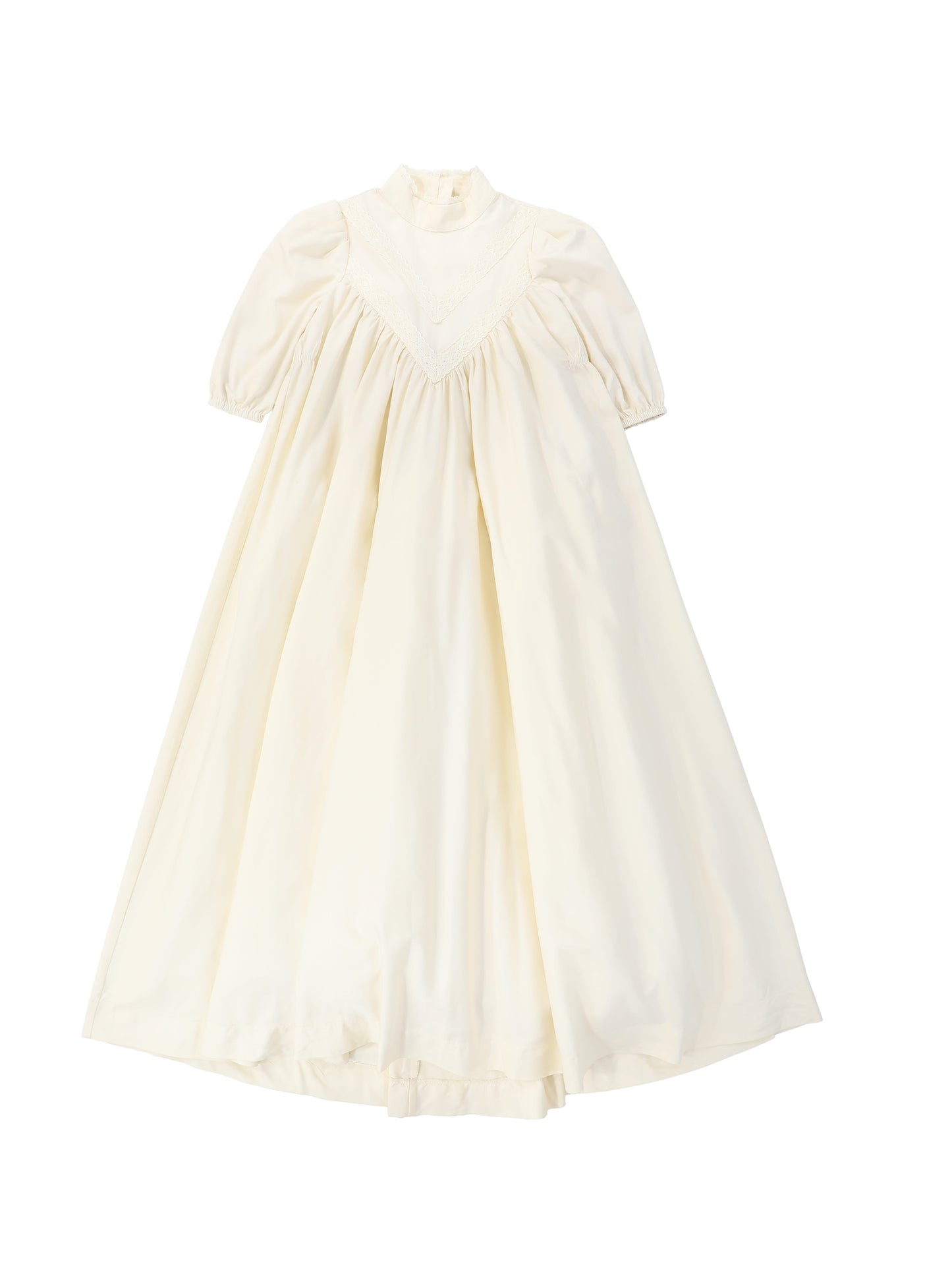 FRANCESCA GUILIANO IVORY TAFFETA LACE V DESIGN GOWN