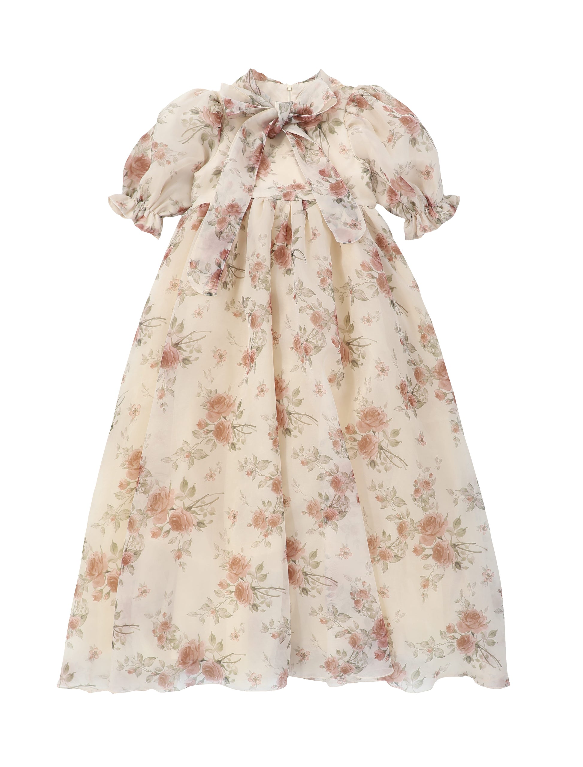 FRANCESCA GUILIANO PINK FLORAL ORGANZA NECK TIE GOWN – Luibelle