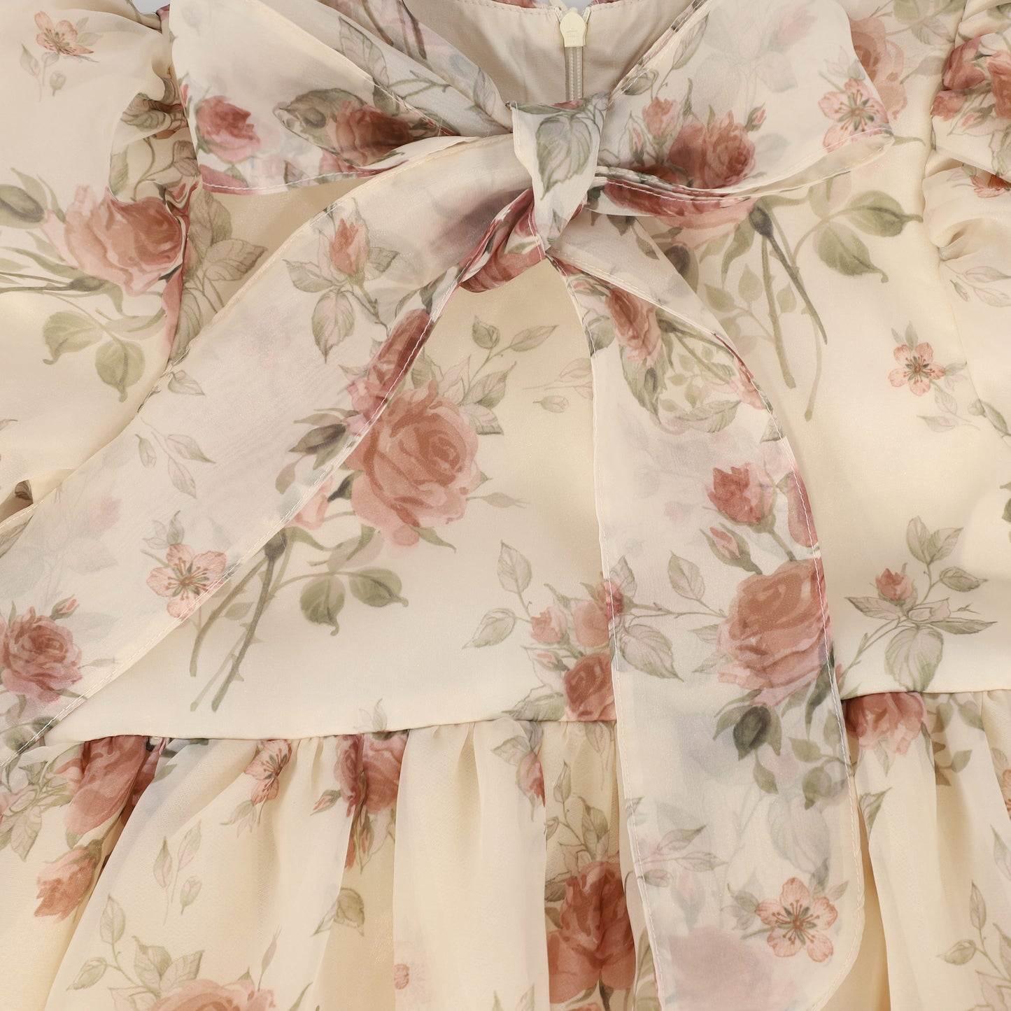 FRANCESCA GUILIANO PINK FLORAL ORGANZA NECK TIE GOWN