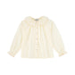 BACE COLLECTION CREAM RUFFLE NECK BUTTON DOWN BLOUSE