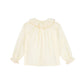 BACE COLLECTION CREAM RUFFLE NECK BUTTON DOWN BLOUSE