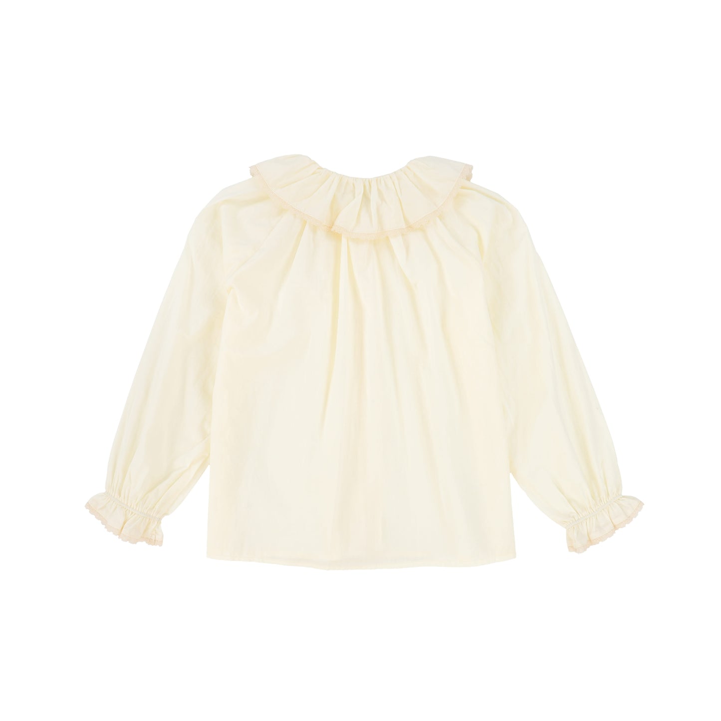 BACE COLLECTION CREAM RUFFLE NECK BUTTON DOWN BLOUSE
