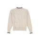 LE BOURDON BEIGE FINE KNIT TRIM SWEATER