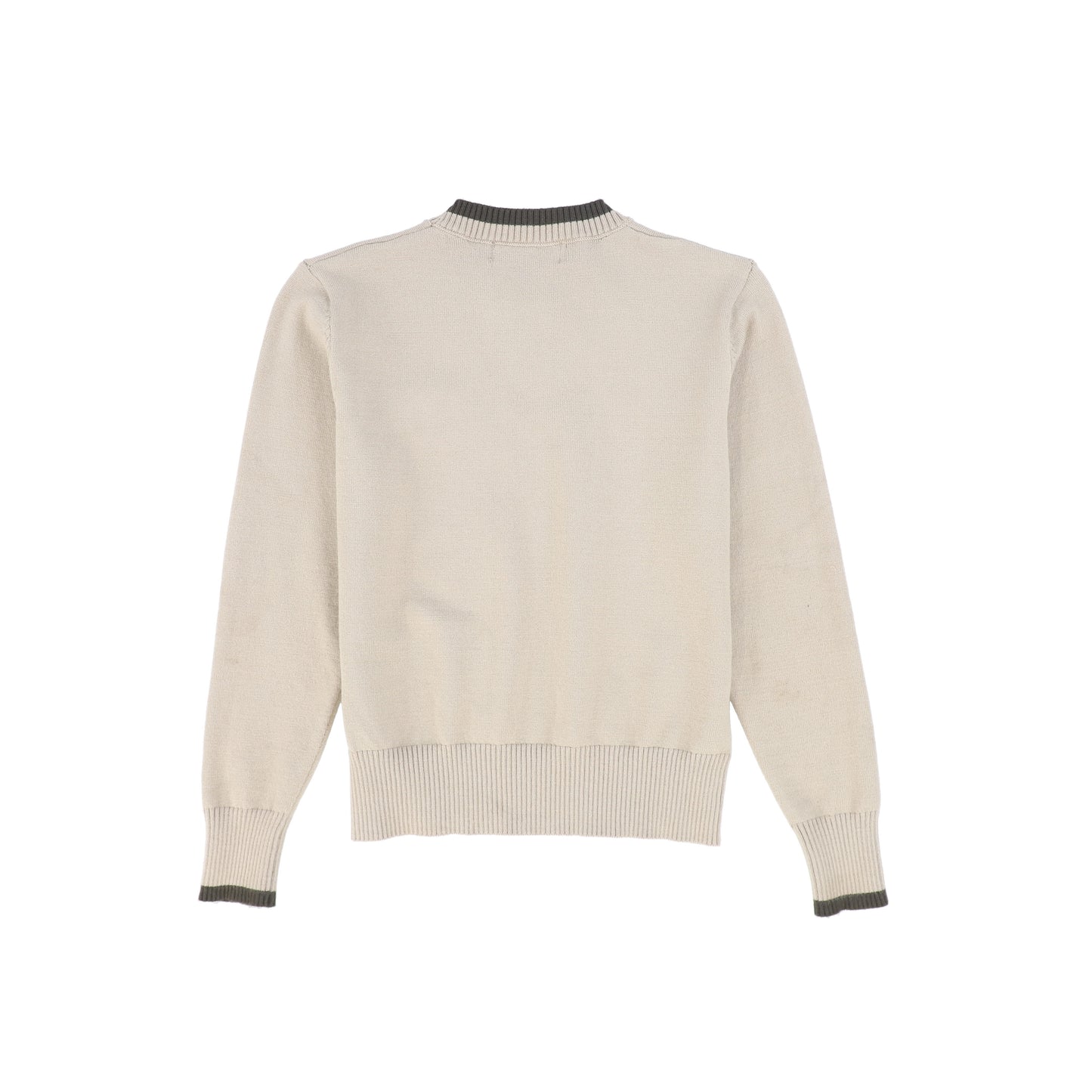 LE BOURDON BEIGE FINE KNIT TRIM SWEATER