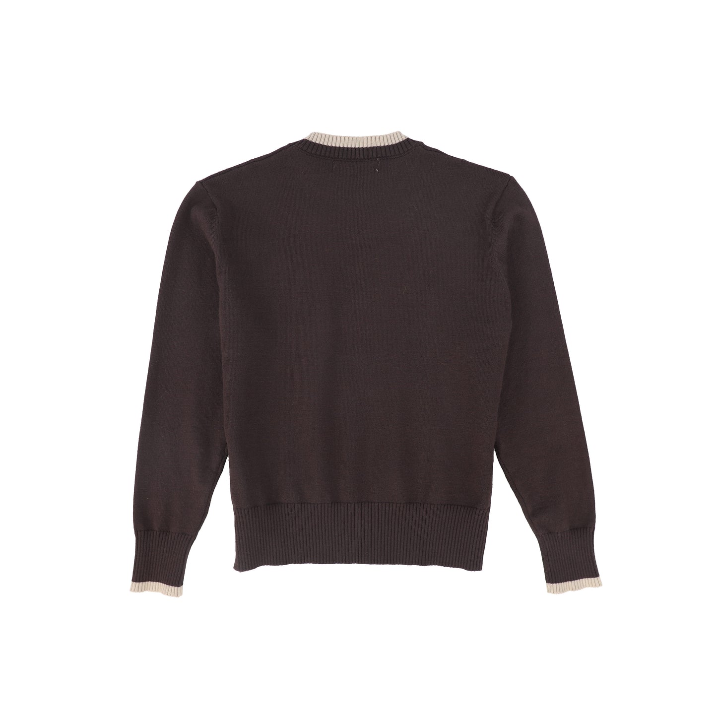 LE BOURDON BROWN FINE KNIT TRIM SWEATER