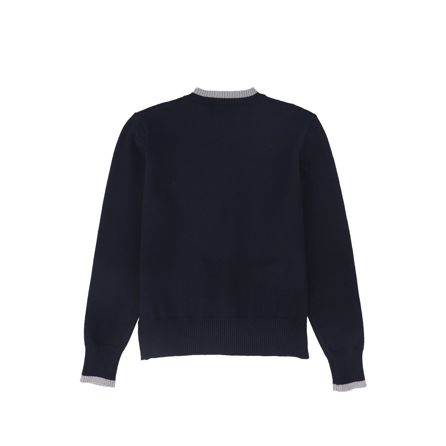LE BOURDON NAVY FINE KNIT TRIM SWEATER
