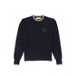 LE BOURDON NAVY FINE KNIT TRIM SWEATER