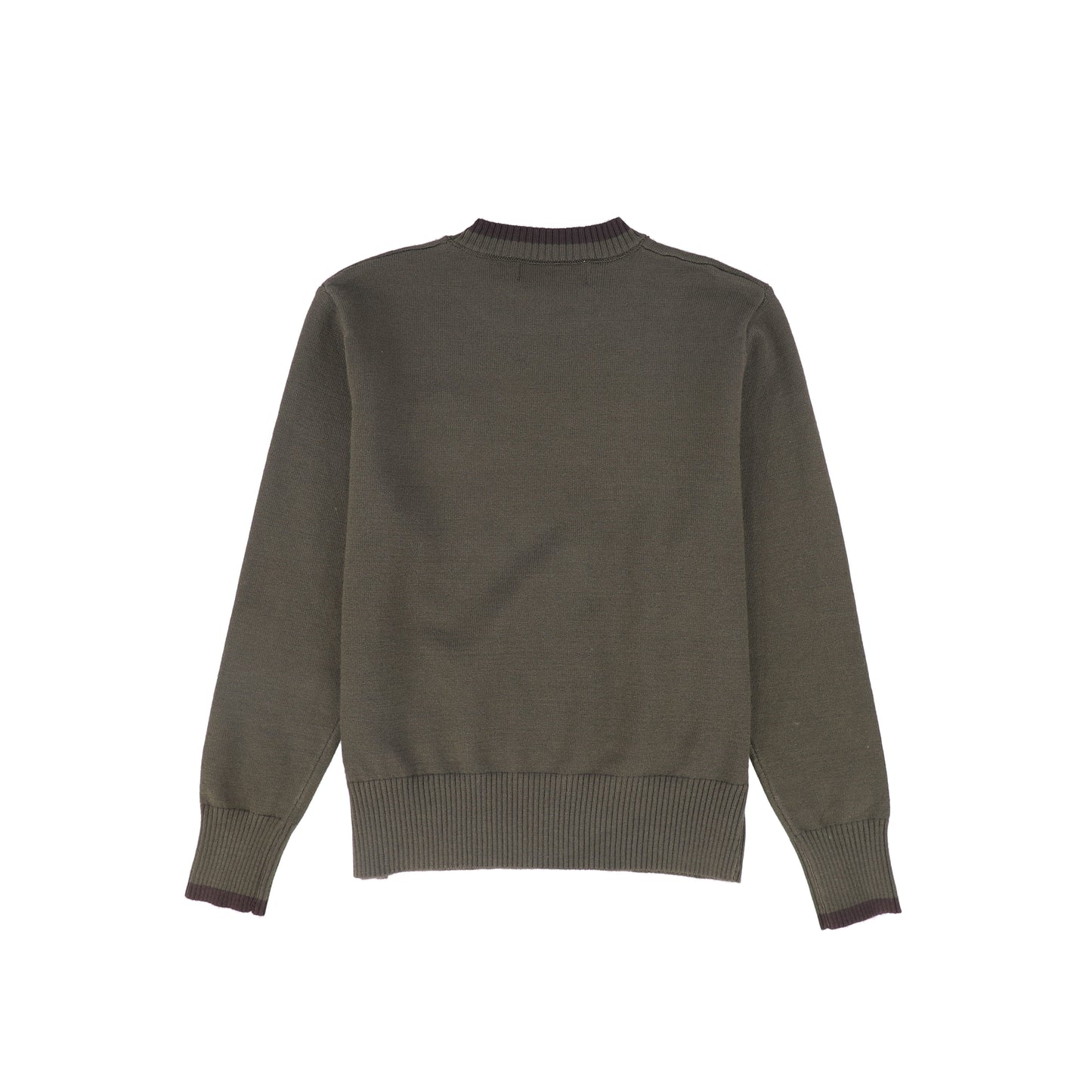 LE BOURDON OLIVE FINE KNIT TRIM SWEATER