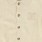 LE BOURDON BEIGE LOGO COLLARED CARDIGAN