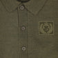 LE BOURDON OLIVE LOGO COLLARED CARDIGAN