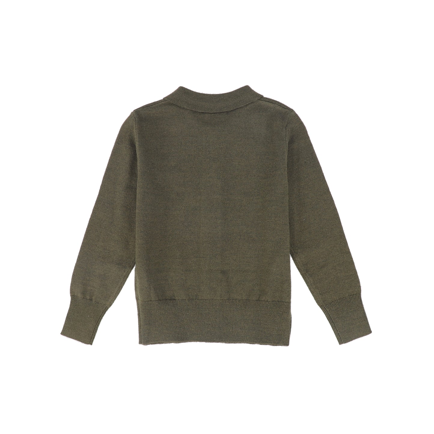 LE BOURDON OLIVE LOGO COLLARED CARDIGAN