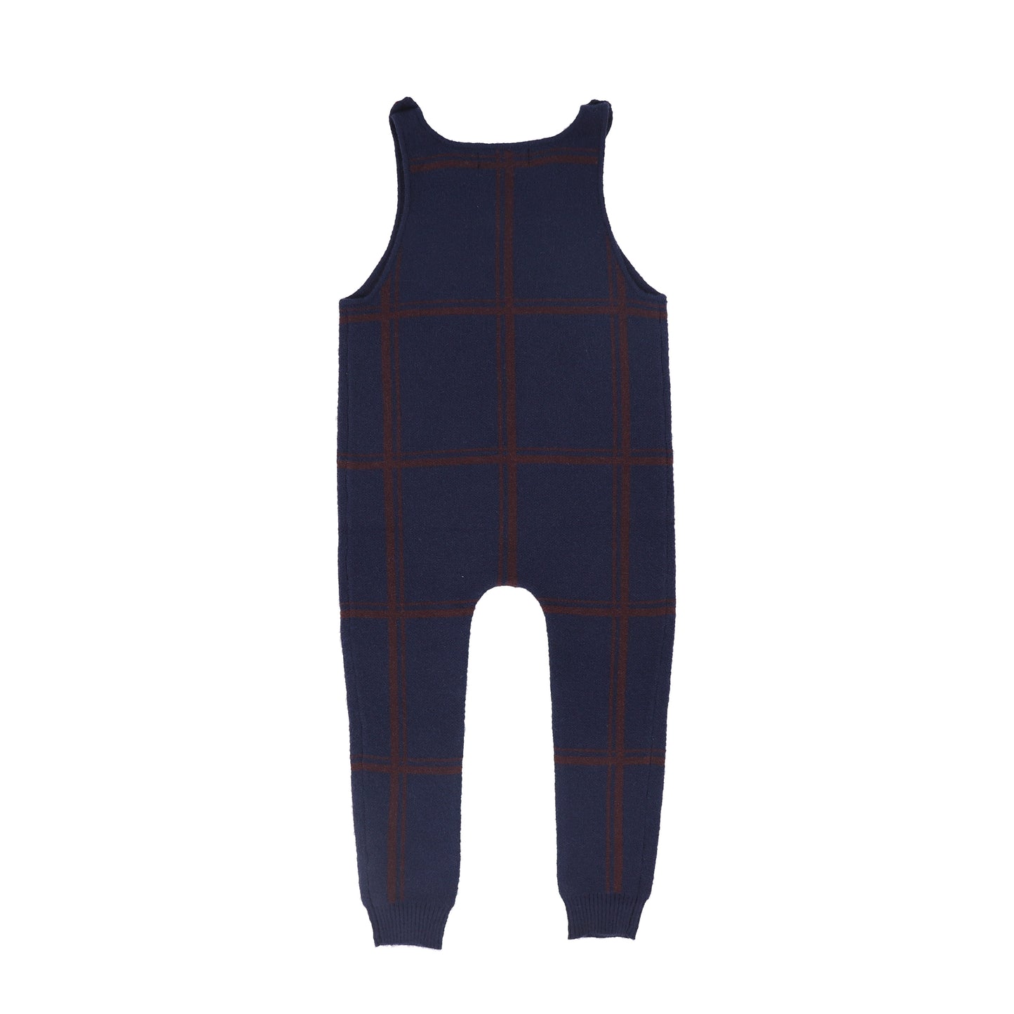 BAMBOO NAVY PLAID KNIT OVERALLS