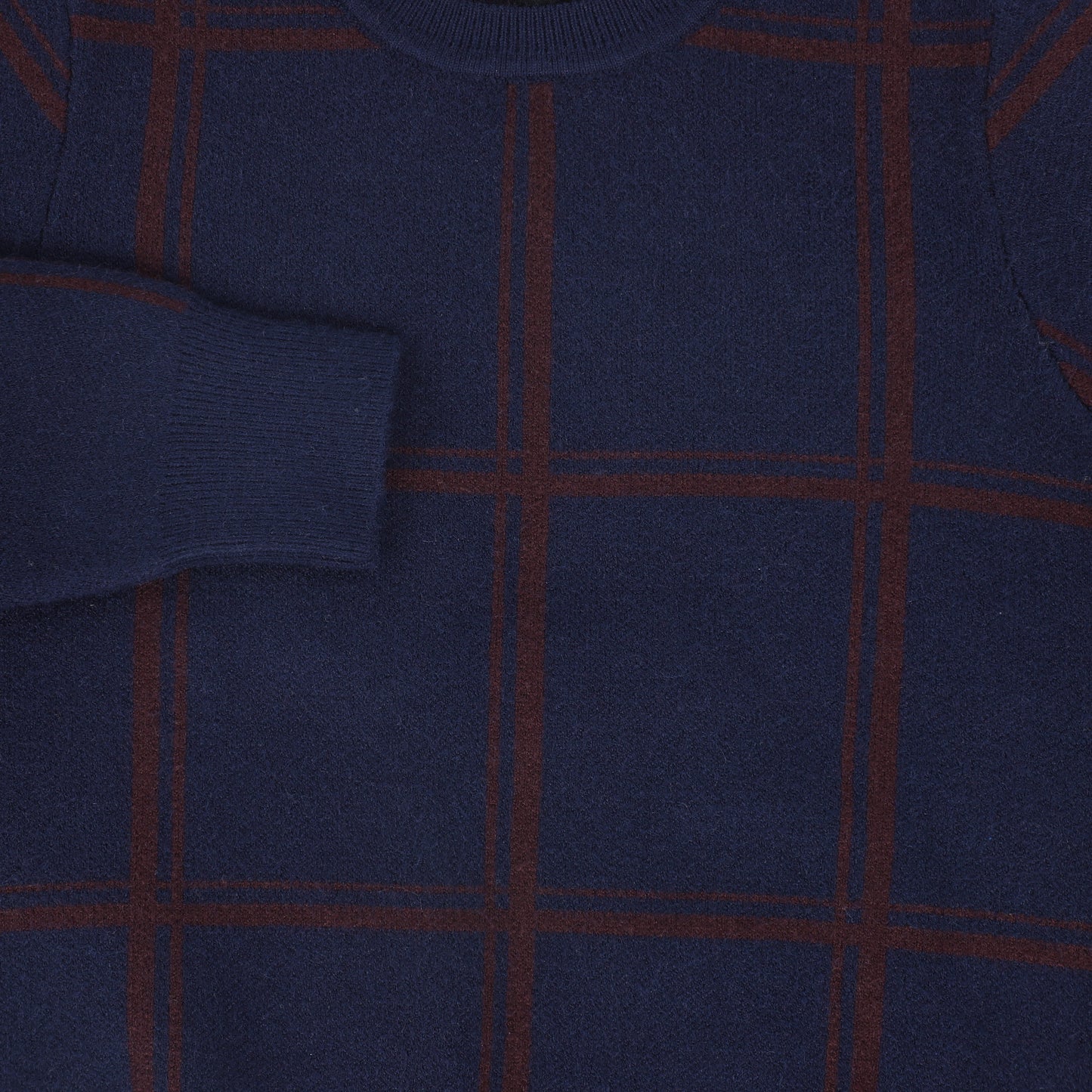 BAMBOO NAVY PLAID KNIT SWEATER