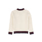 BACE COLLECTION CREAM CABLE KNIT STRIPE TRIM CARDIGAN
