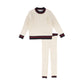 BACE COLLECTION CREAM CABLE KNIT STRIPE TRIM SET