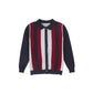 BACE COLLECTION NAVY STRIPE KNIT COLLAR CARDIGAN