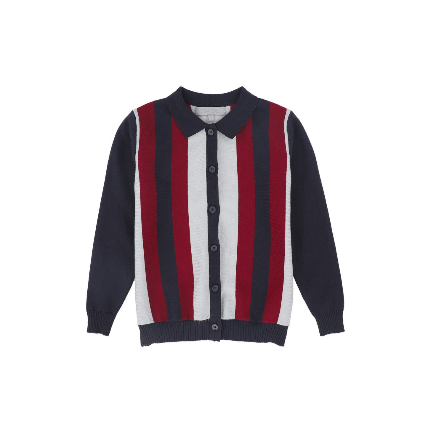 BACE COLLECTION NAVY STRIPE KNIT COLLAR CARDIGAN