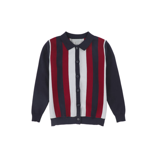 BACE COLLECTION NAVY STRIPE KNIT COLLAR CARDIGAN