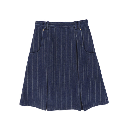 BACE COLLECTION BLUE DENIM PINSTRIPE SKIRT