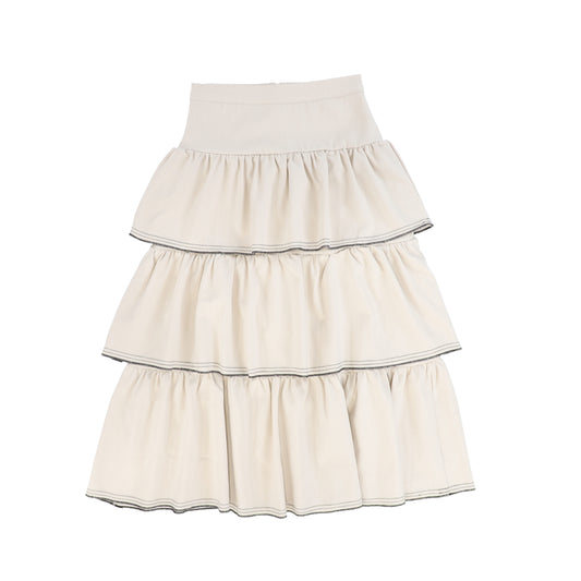 VALENTINA CREAM RUFFLE TIERED MAXI SKIRT