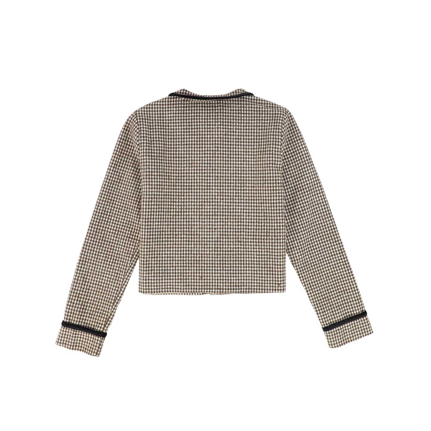 VALENTINA BROWN CHECKED VELVET TRIM TOP