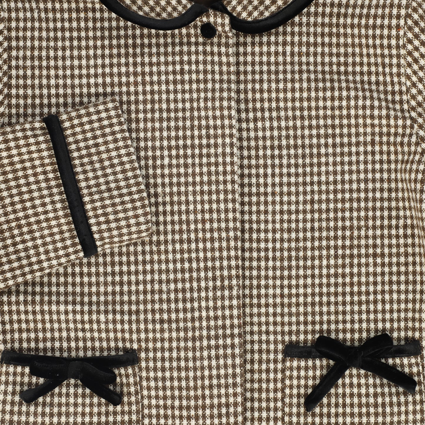 VALENTINA BROWN CHECKED VELVET TRIM TOP