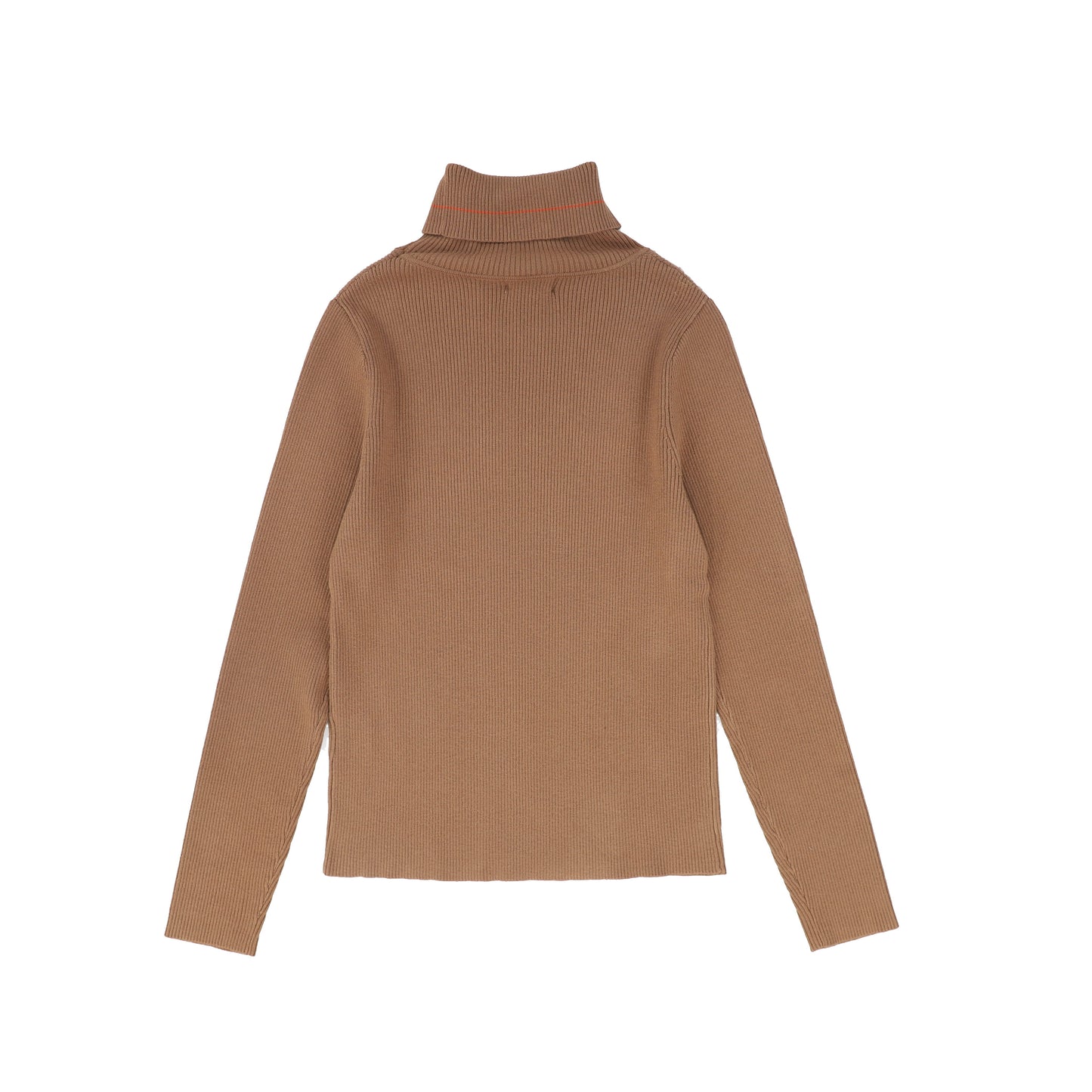 VALENTINA CAMEL RIBBED KNIT LOGO TURTLENECK