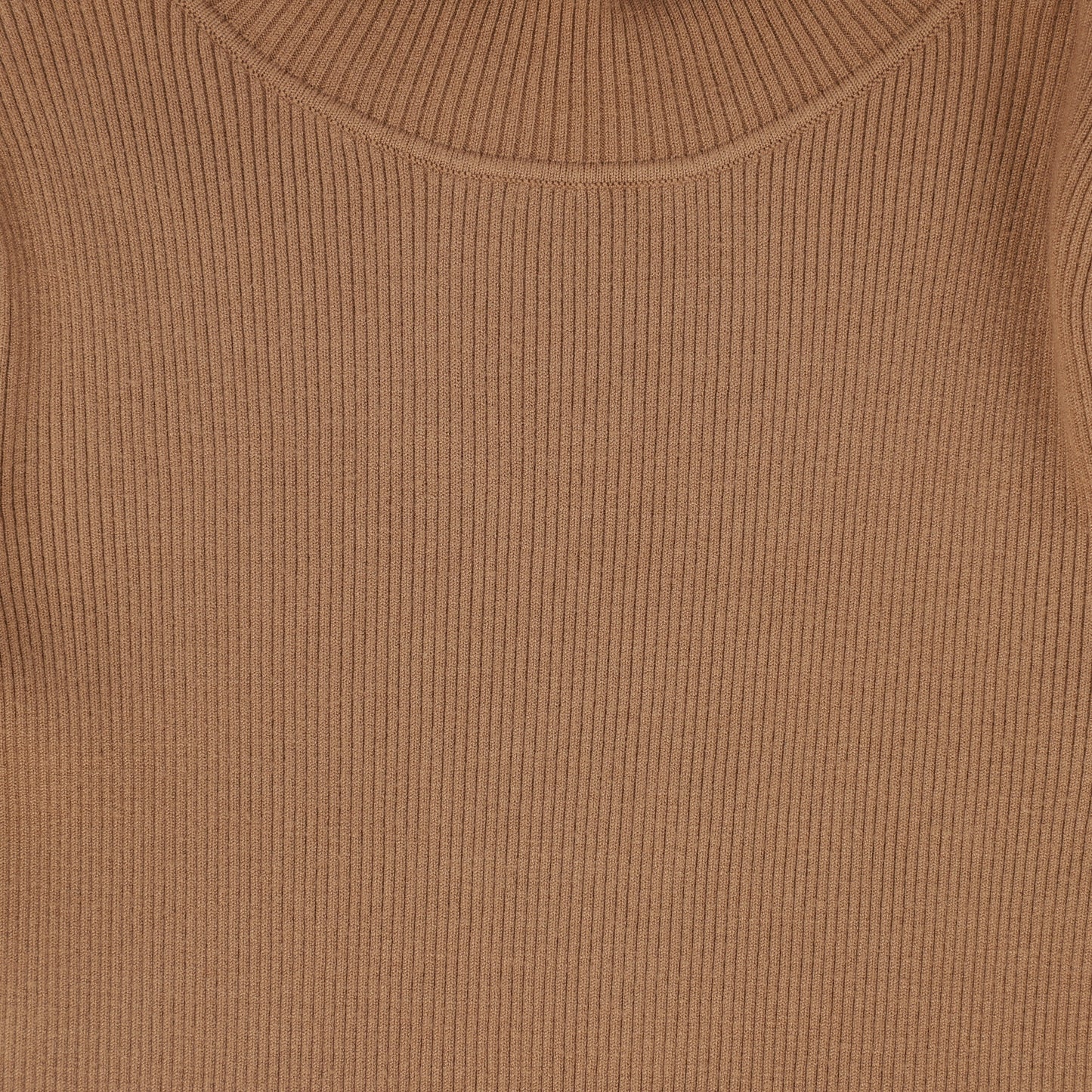 VALENTINA CAMEL RIBBED KNIT LOGO TURTLENECK