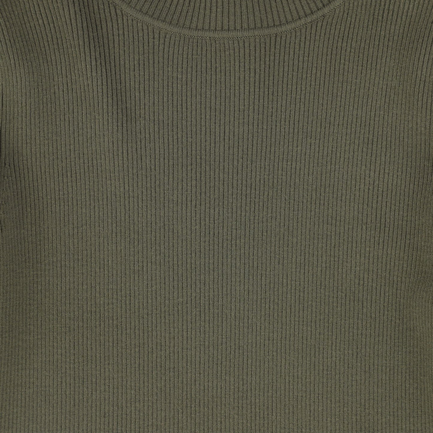 VALENTINA GREEN RIBBED KNIT LOGO TURTLENECK