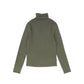 VALENTINA GREEN RIBBED KNIT LOGO TURTLENECK