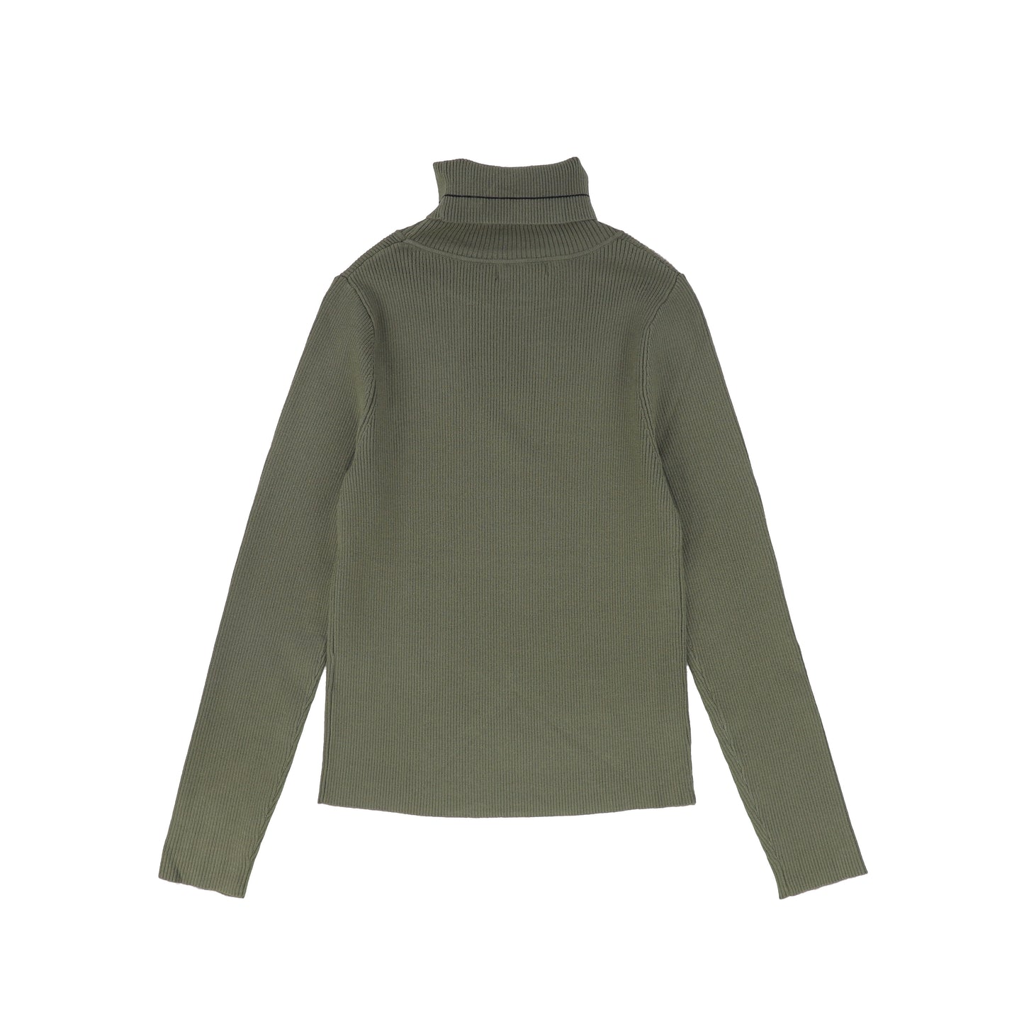 VALENTINA GREEN RIBBED KNIT LOGO TURTLENECK