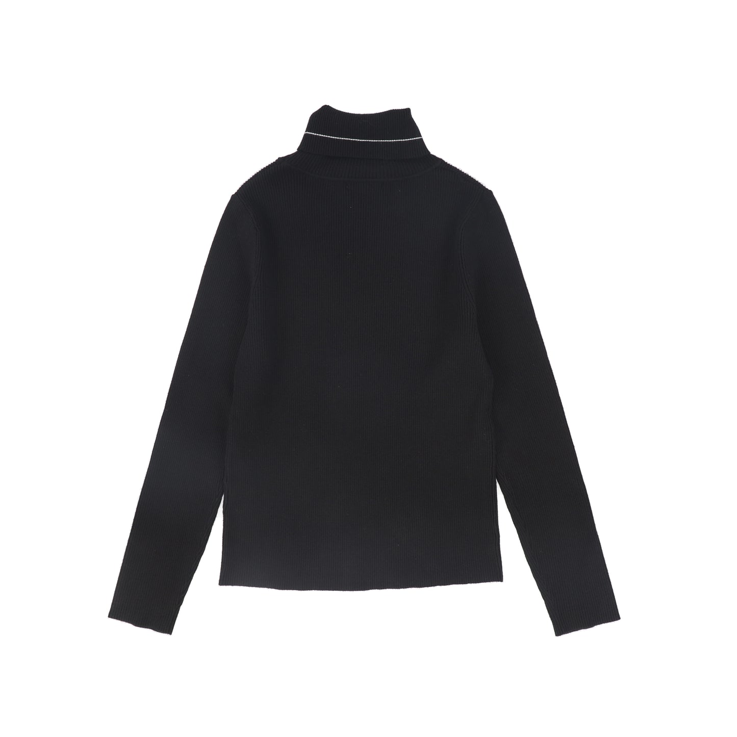 VALENTINA BLACK RIBBED KNIT LOGO TURTLENECK
