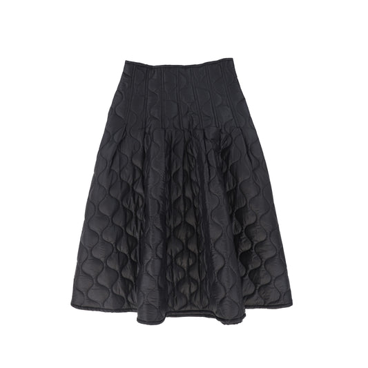 VALENTINA BLACK QUILTED MIDI SKIRT